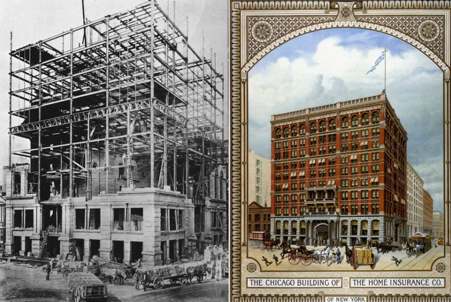 First steel frame building
