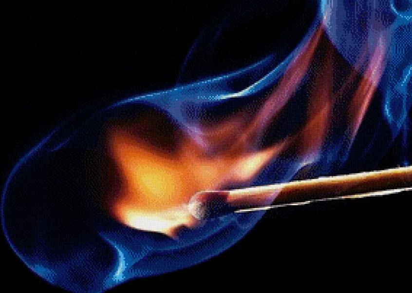 Sulfur burning, safety match burns