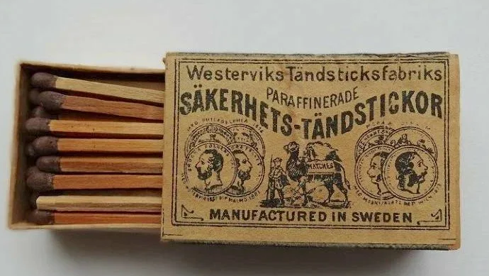 Antique Swedish safety matches with sulphur